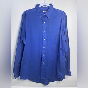 Izod Men's Blue Regular Fit Wrinkle-Free Twill Size 16 34/35 Button-Down Shirt
